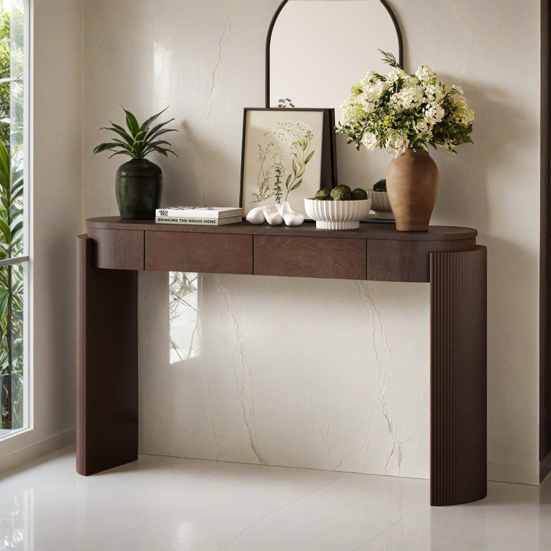 55.12" Console Table Entryway Side Table for Hallway Living Room, Espresso
