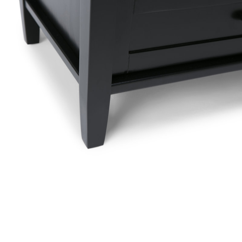 Black Solid Wood TV Media Stand with Cabinets for 50-inch TVs