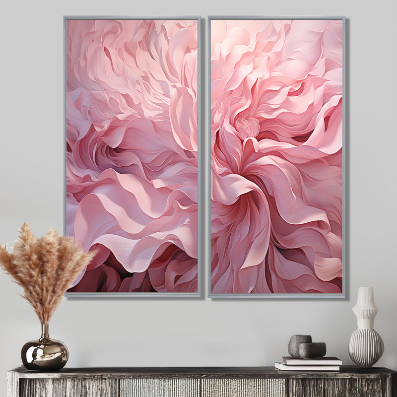 «Rose Tender Twirl Spiral», art mural sur toile rose, H 40 po x l 40 po, Impression encadrée flottante sans passe-partout