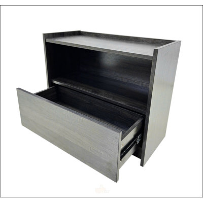 Table de chevet compacte gris foncé avec tiroir coulissant lisse, parfaite pour les petits espaces et les chambres à coucher modernes