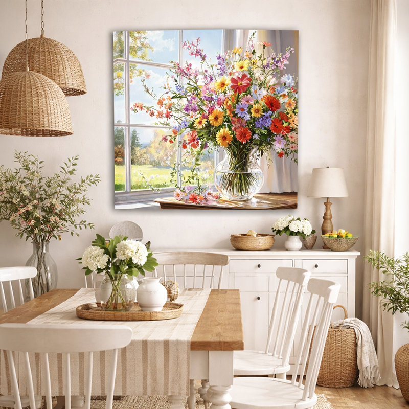 Spring Window Garden Wrapped Canvas Wall Art, l 40 po x H 40 po x P 1,5 po