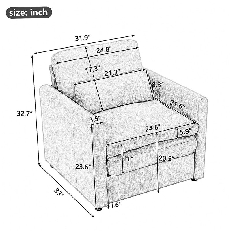 Fauteuil rembourré 31,9 po Comfort, Gris clair