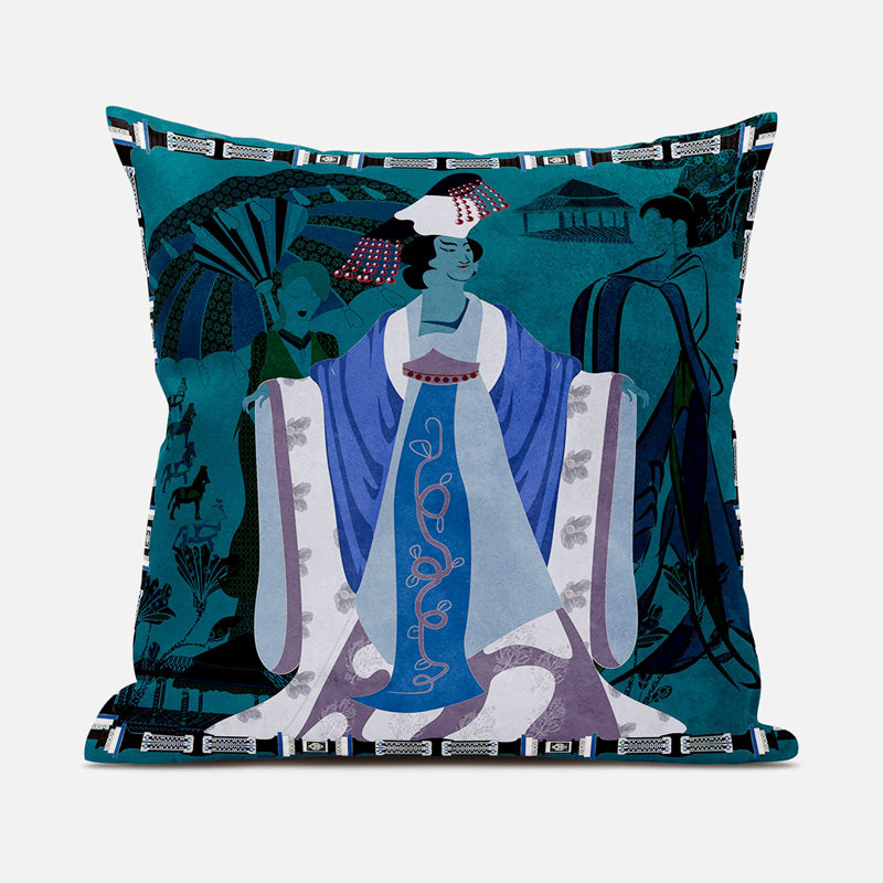 Reversible Throw Pillow, 18" x 18", Blue/Purple