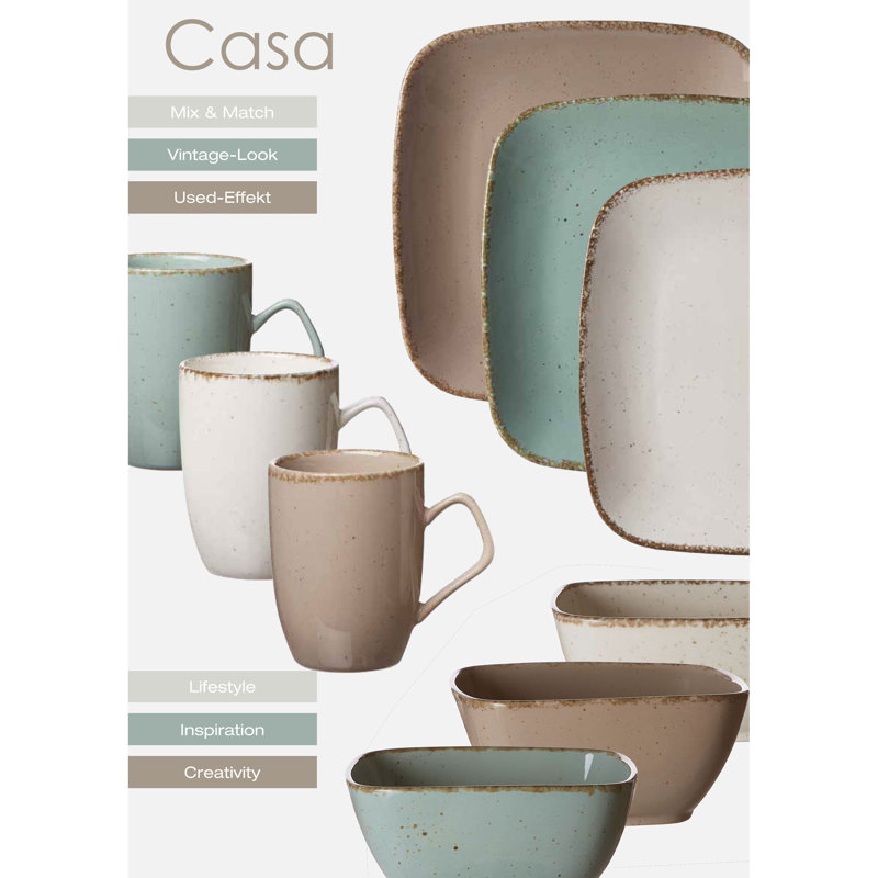 Piece Porcelain Dinnerware Set - Service for 4, Cream