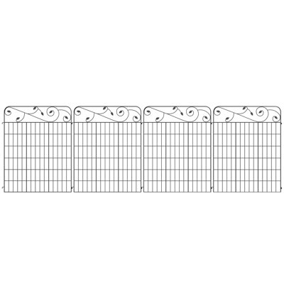 Decorative Garden Fence Panels Metal Fencing Edging, 4 Pack Steel Fence Panels, 11.5' L x 43" H, Rust-Resistant Decorative Border Flower Edging
