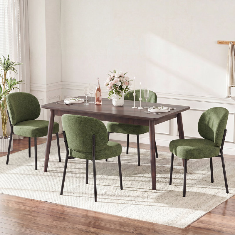 Chaises de salle à manger rembourrées modernes avec dossier ergonomique incurvé, 4, Vert