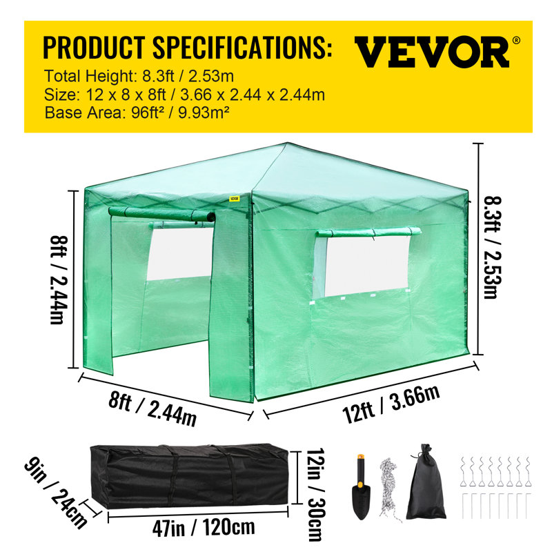 96" W x 144" D Greenhouse