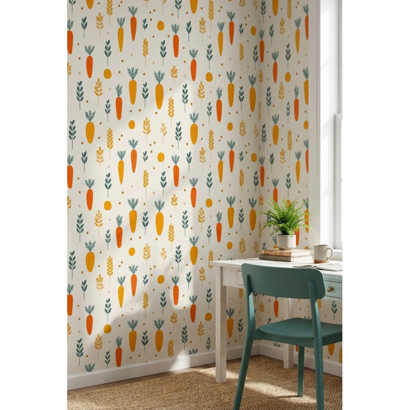 Papier peint amovible avec motif de feuilles de carottes