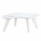 Modern minimalist white imitation marble table top.  Solid wood legs, cloud shape to give you a new experience, computer desk.  The game table.  Suitable for dining and living rooms.