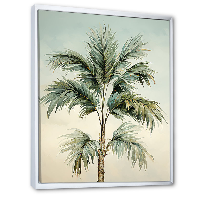 Huot Minimalisme Plam Tree Solitude IV sur toile, H 20 po x l 12 po x P 1 po, Cadre flottant blanc