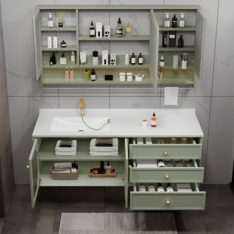 Armoire de salle de bain simple de style français moderne, 47", Vert