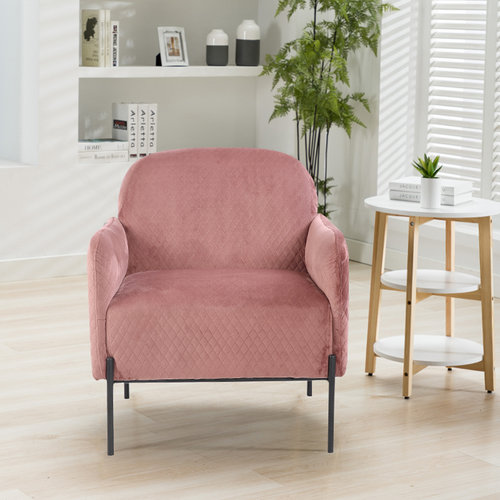 Chaise d'appoint en velours avec pieds en métal