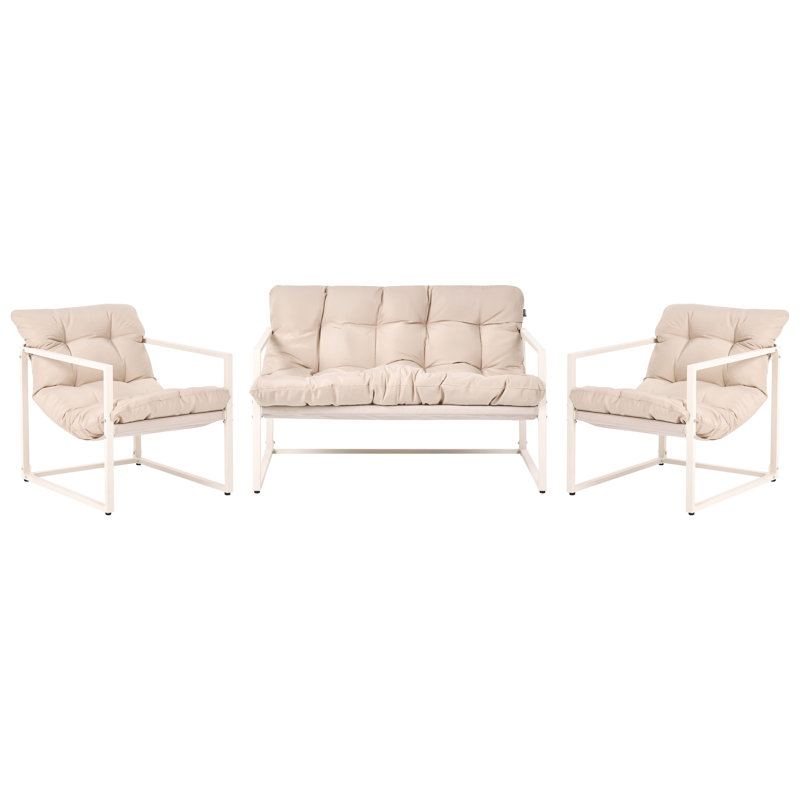 Garden Lounge Set with Table 4 Seater GARDA Metal Green, Beige