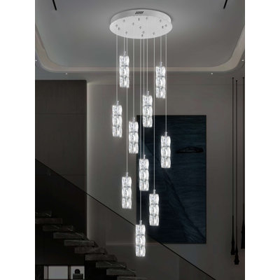 Chandelier Crystal High Ceiling Pendant LED Dimmable
