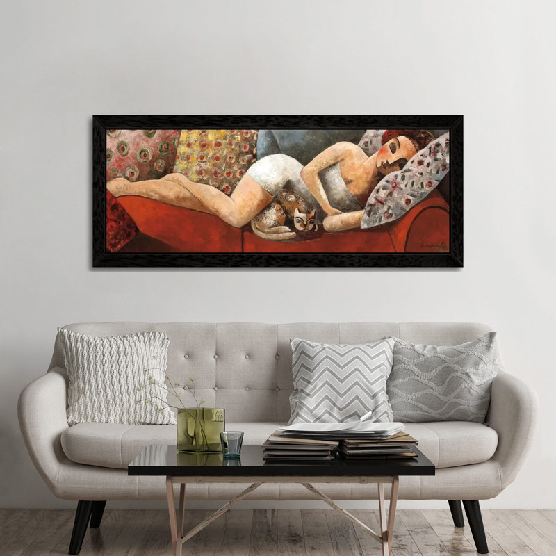 Siesta by Didier Lourenco - Panoramic Painting on Canvas, 182.88 cm H x 60.96 cm W, Black Framed