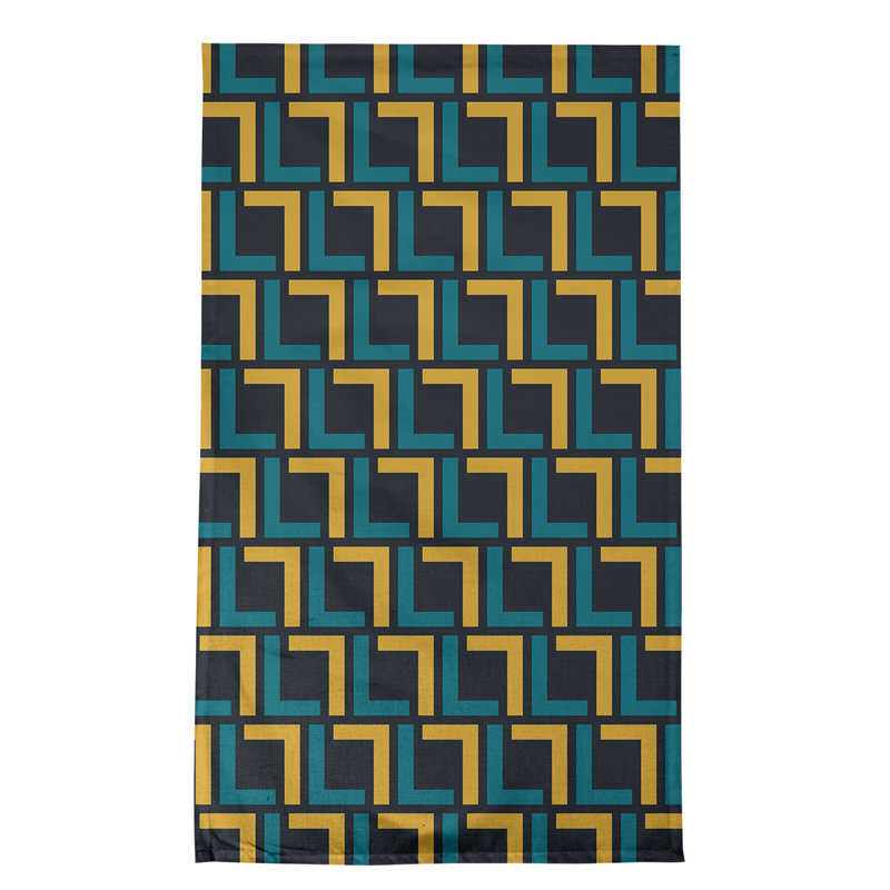 Maillard Tea Towel Kitchen Towel, Polyester, Teal/Gold/Black