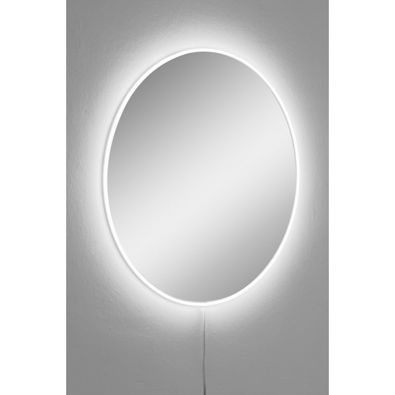 Miroir moderne à DEL avec acrylique incassable incassable, 23,6 pouces de diamètre | 5 mm d'épaisseur, envers en panneau de fibres à densité moyenne, rayures néon blanches de 12 V | Parfait pour la décoration intérieure et le meuble-lavabo, design élégant et fonctionnel