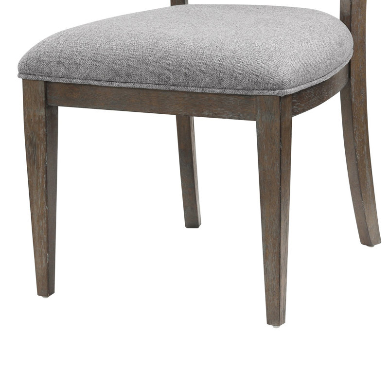 Ensemble de 2 chaises de salle à manger latérales Koa 26 po, polyester gris, bois de grève brun