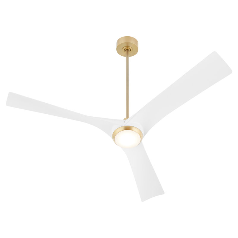 Kever 58'' Ceiling Fan, Aged Brass/White