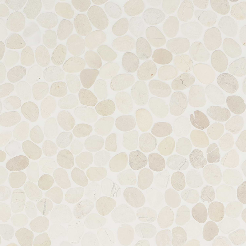 Nature Round Lovina Pebble Mosaic Tile, Lovina White