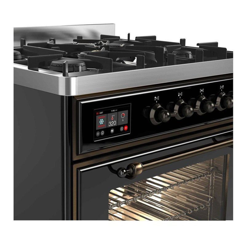Majestic II 30" 2.3 cu. ft. Freestanding Dual Fuel Range, Glossy Black/Bronze, Natural Gas