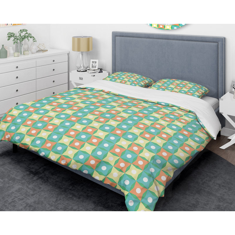  Ensemble de housse de couette Abstract Retro I Mid-Century, Housse de couette double / grand et 2 taies