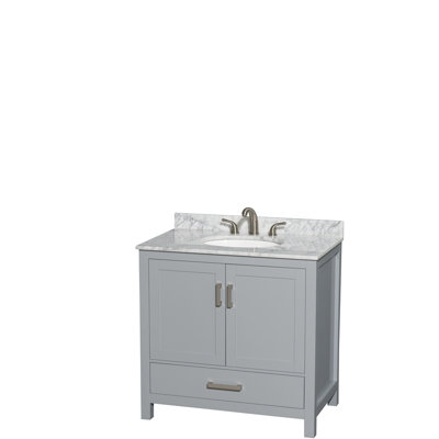 Sheffield 36"" Single Bathroom Vanity Set with Mirror -  Wyndham Collection, WCS141436SGYCMUNOMXX