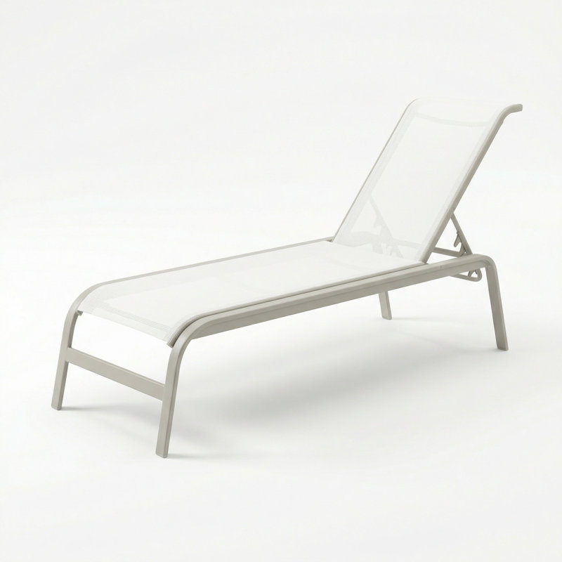 Chaise, White Sling/Matte Gray