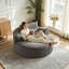 Fauteuil rond 55 po en velours côtelé pelucheux avec coussins décoratifs - gris-386146914