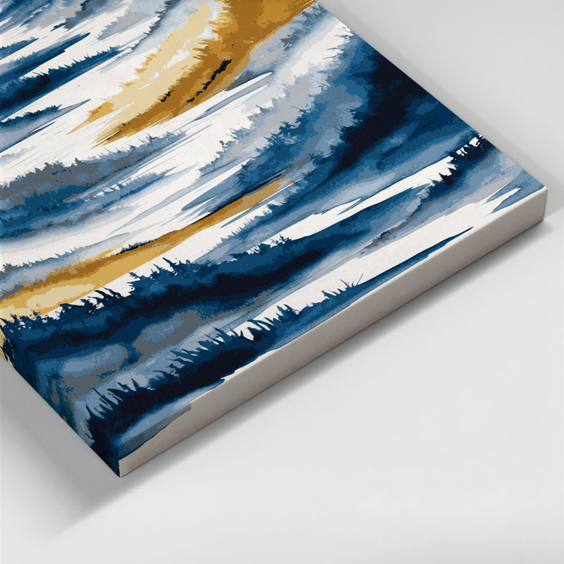 Aquarelle, paysage, toile grise, art mural, H 12 po x l 18 po