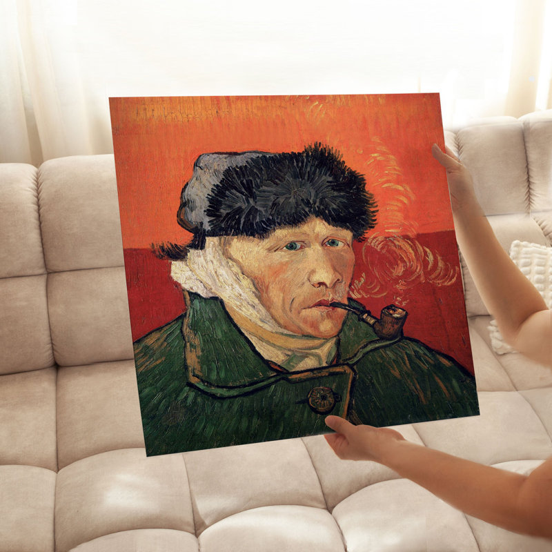 People and Portraits Vincent van Gogh, autoportrait avec oreille bandée et tuyau, reproduction d'art classique sans cadre
