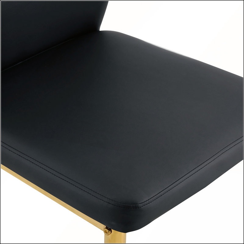 Oval Tempered Glass Dining Table with Gold Double Column Base and 8 Black PU Chairs, Ergonomic Backrest