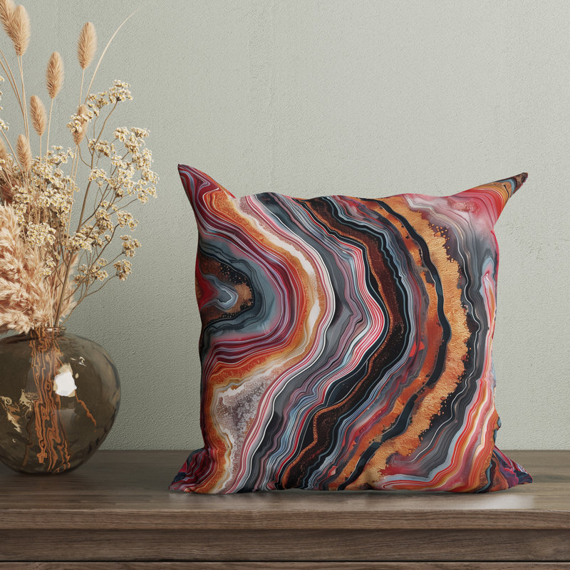 Housse de coussin réversible Agate, H 22 po x l 22 po, Rouge/Bleu/Orange