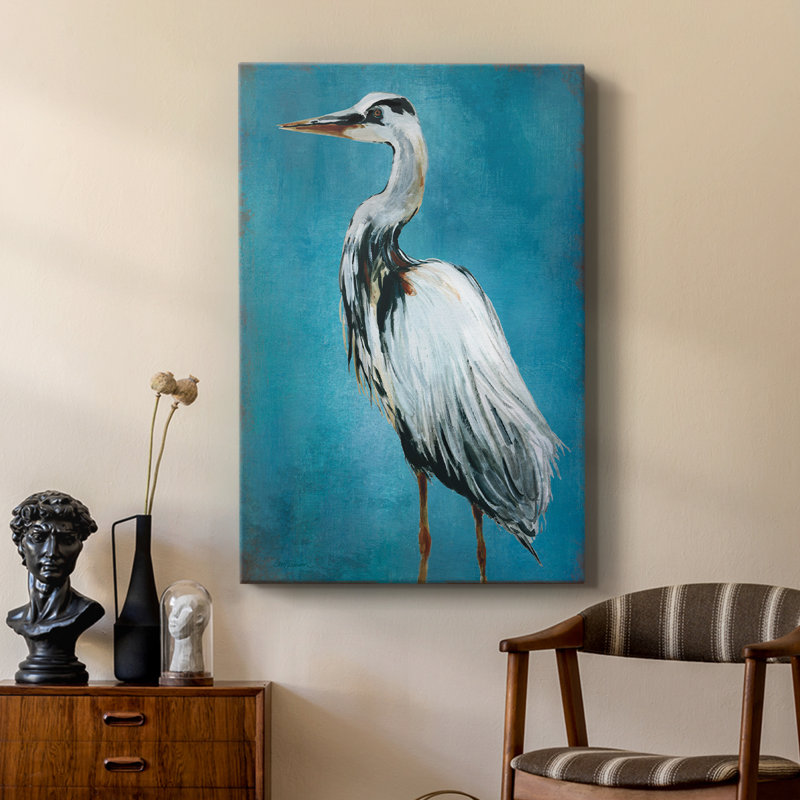 Grand héron bleu - galerie sur mesure, H 48 po x l 32 po