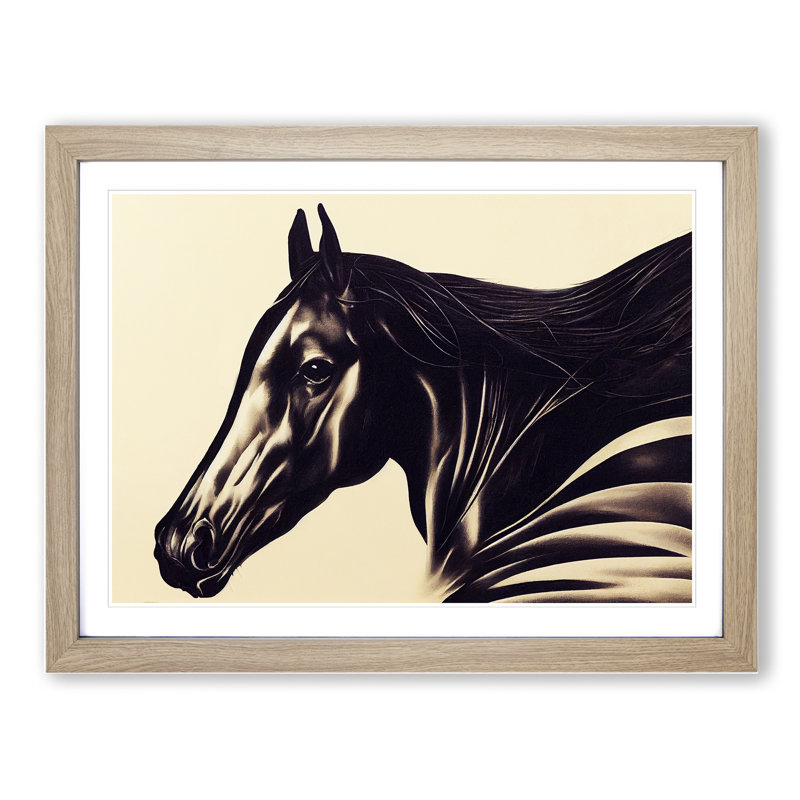 Beauteous Horse - Single Picture Frame Print, 46cm H x 64cm W x 2cm D, Oak Framed