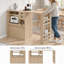 Comptoir de cuisine extensible et support à micro-ondes de 99 à 170 cm, table pour îlot à grain de bois avec rangement pour tiroir, séparateur de pièce pour le salon