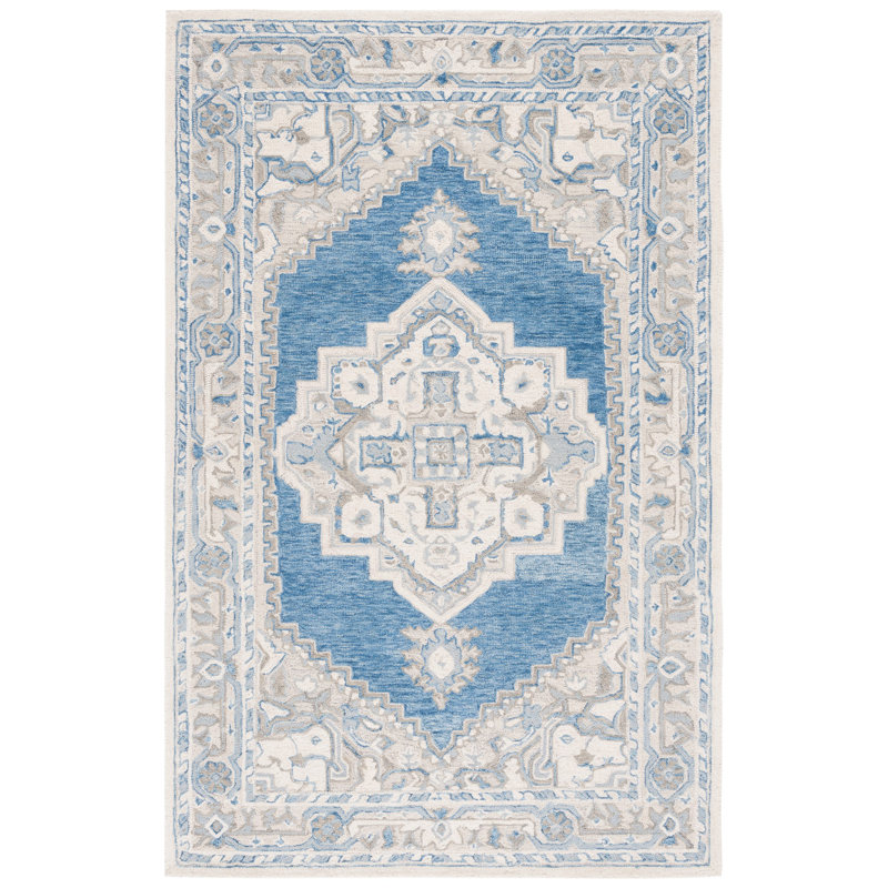 Tapis bleu marine / ivoire Metro 615, Rectangle 6 pi x 9 pi