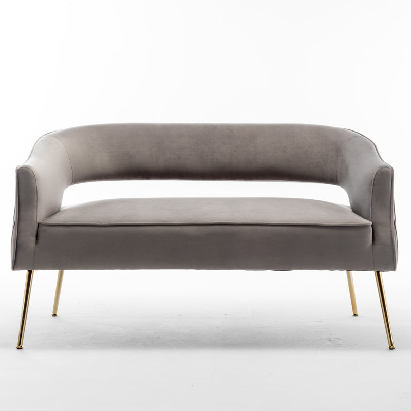 Deybi 51'' Velvet Recessed Arm Loveseat, Gray Velvet