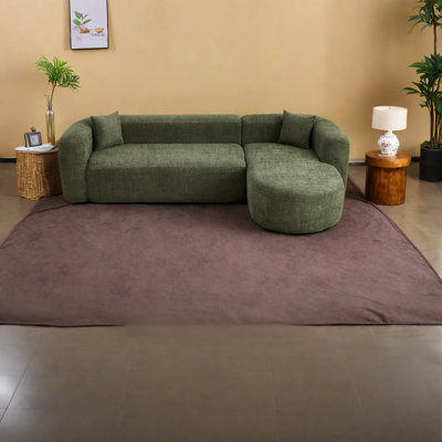 Canapé modulaire incurvé de luxe en tissu chenille, design minimaliste vert pour le salon