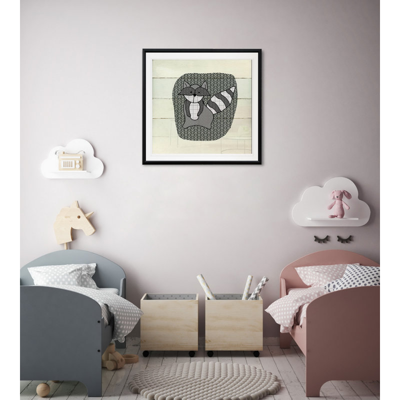 Kopf «Woodland Creatures Raccoon», art, H 30,5 po x l 30,5 po x P 1,5 po, Encadré dans du plastique noir