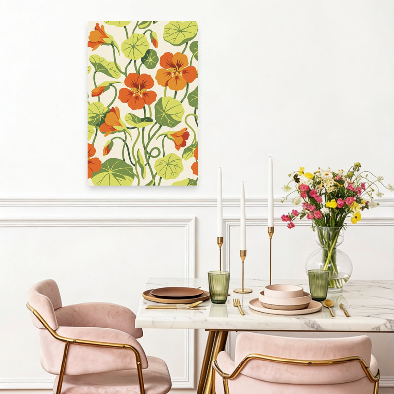 «Vibrant Nasturtium», impression élégante rétro sur fleur nature, H 24 po x l 16 po
