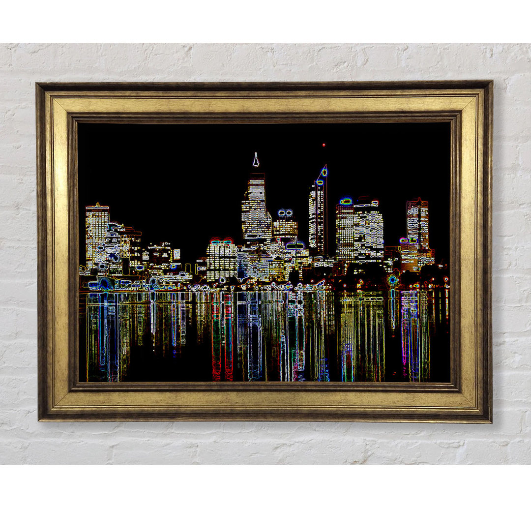 New York Harbour Reflections Black - Einzelner Bilderrahmen Kunstdrucke