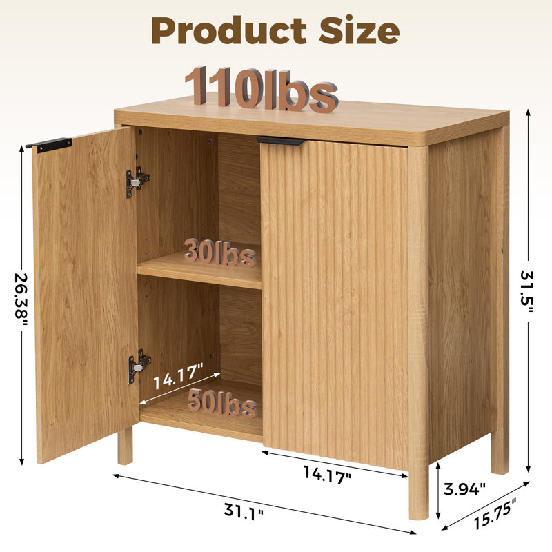 31.5"W  Modern Sideboard with Adjustable Shelf