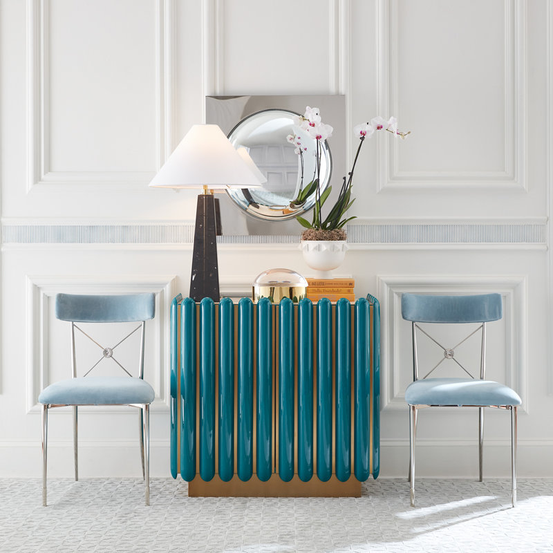 Kiki Accent Cabinet, Teal/Brass