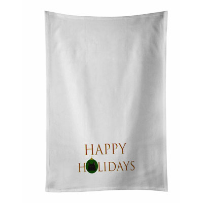 Happy Paws Schipperke Holiday Kitchen Towel Set - Decorative White Dish & Hand Towels for Home & Yoga, 19x