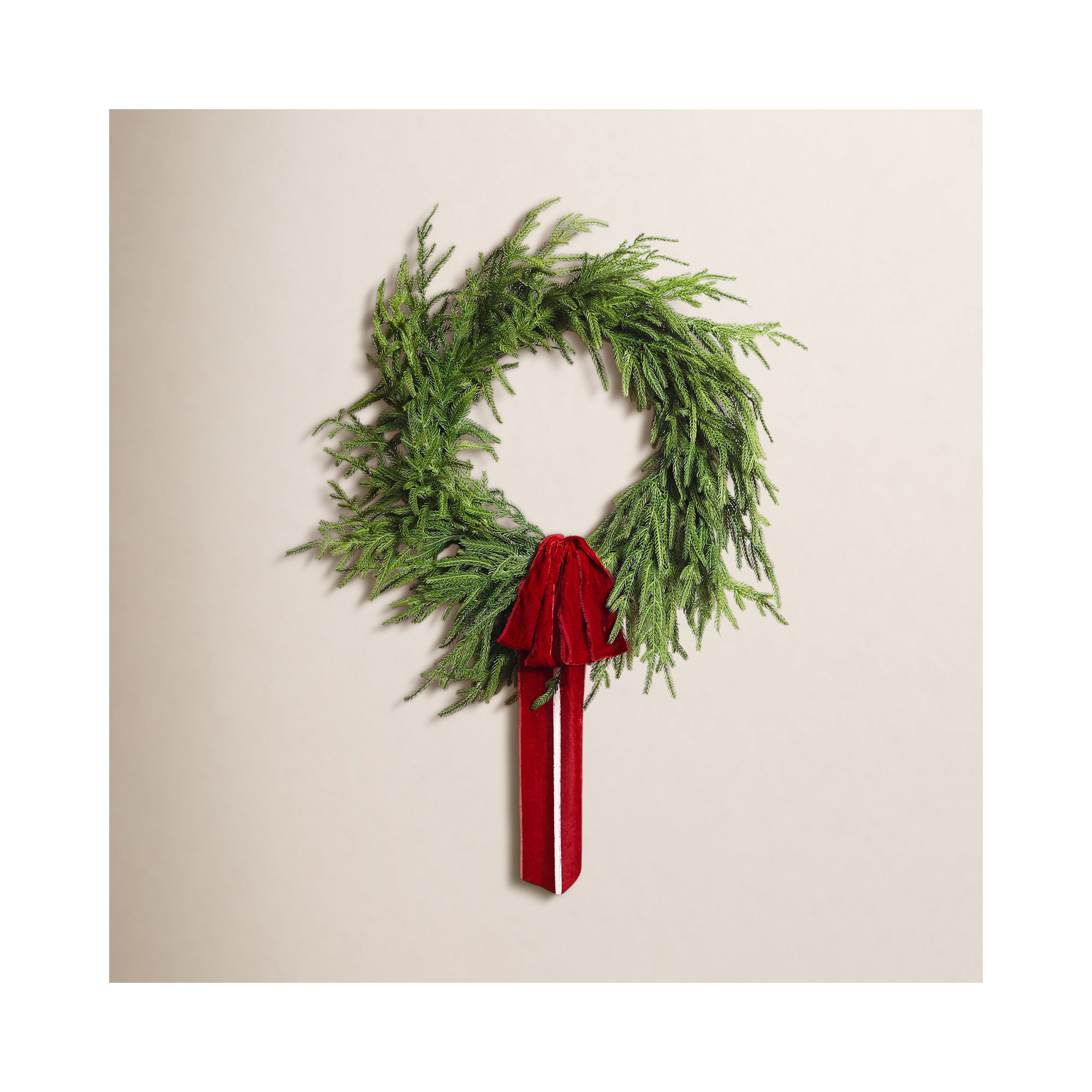 Faux Pine Wreath, 16" W x 16" H x 5" D