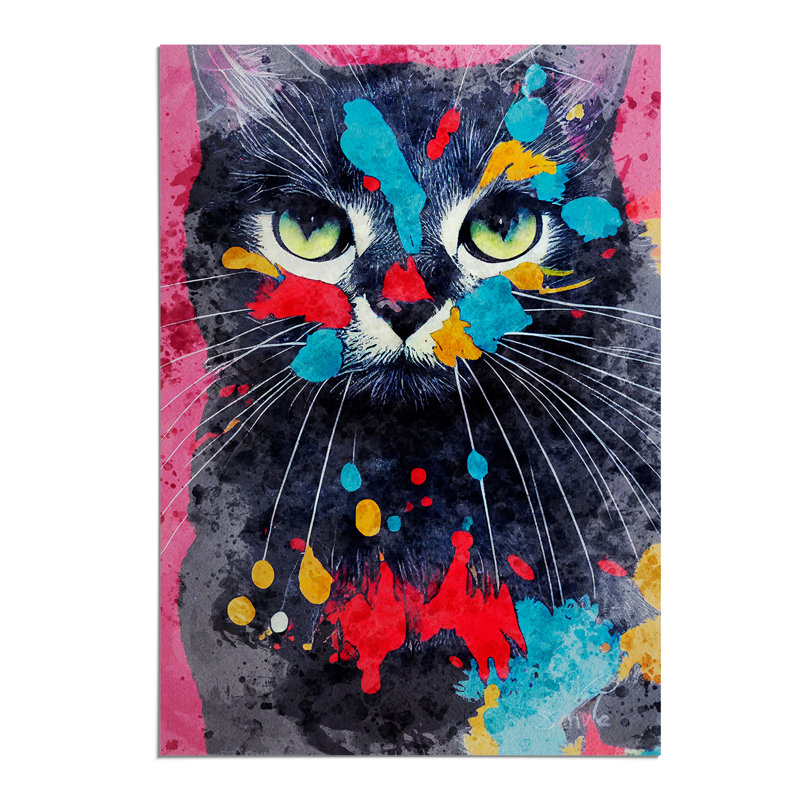Catt Paint Splash No.2 - Wall Art, 42cm H x 29.7cm W, Paper, No Matte