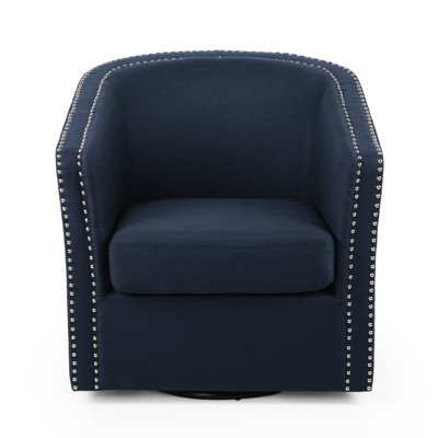 Modern Fabric Blue Swivel Chair - 32.75" Package Width Dimension Comfortable Rotating In Cover Handcrafted