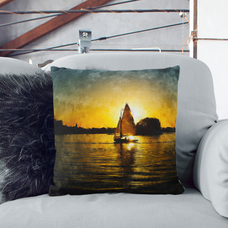 Sailing Boat Vol.4 Painting Scatter Cushion, Stone, 55cm H x 55cm W x 20cm D