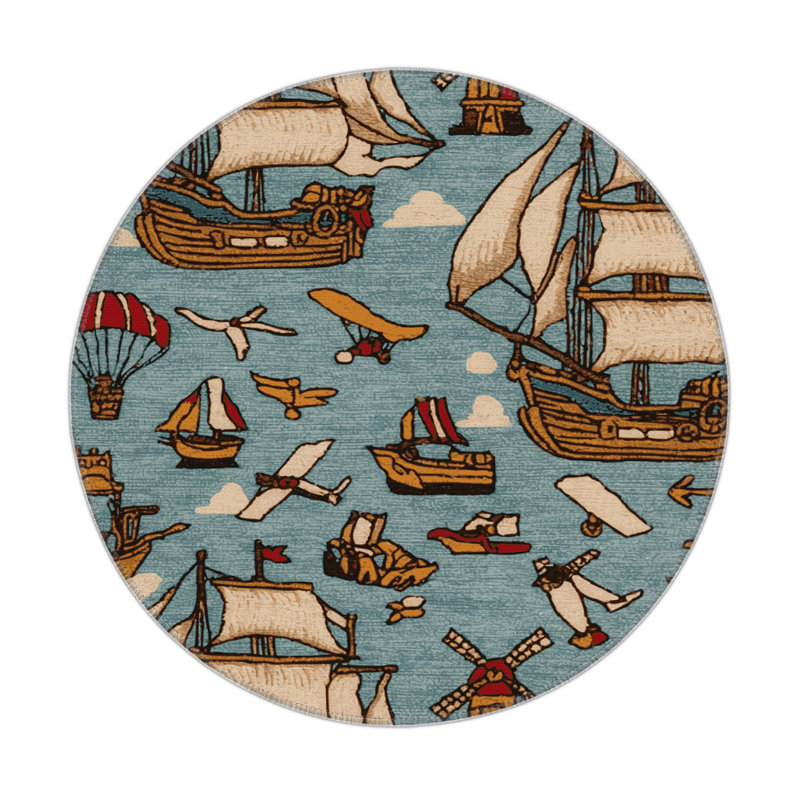 Tapis intérieur et extérieur gris Transport, Rond 5 pi